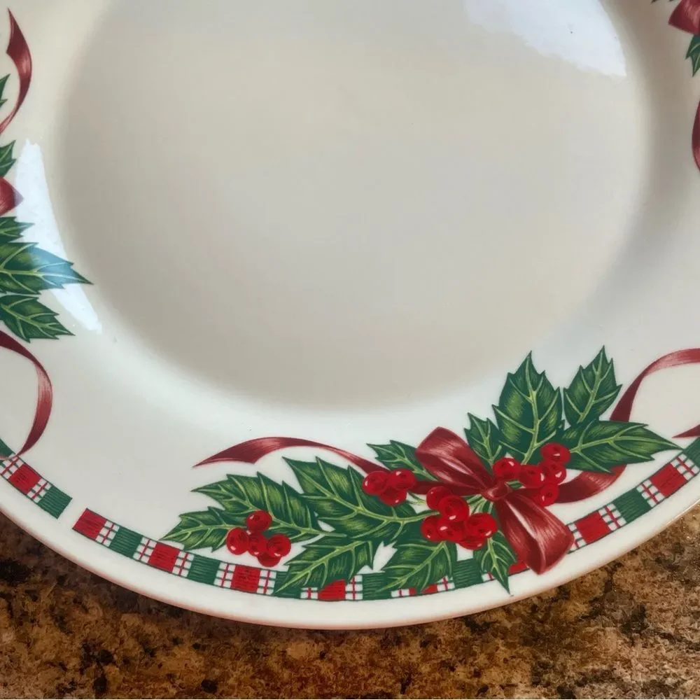 Home Essentials Tartan Ribbon Dinner Plate‎ christmas holiday replacement